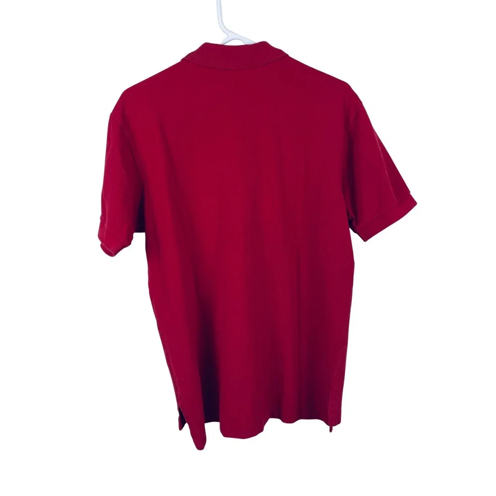 Polo Ralph Lauren Mens Red Short Sleeve Pique Cotton Polo Shirt Size M Navy Pony